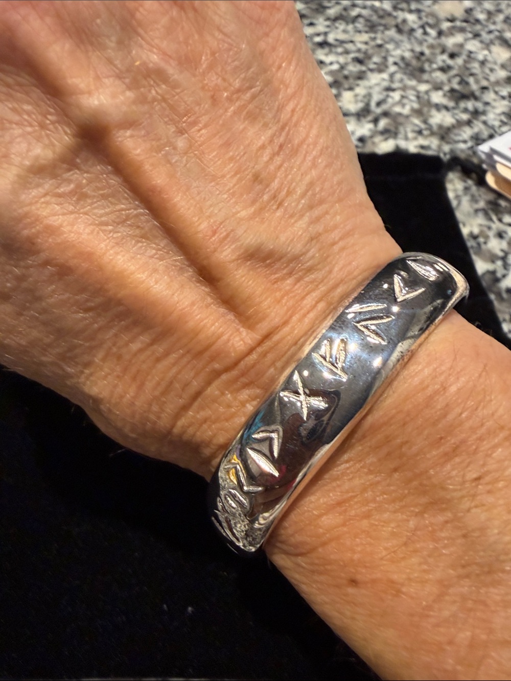 RLM Studio 925 Silver Engraved Open Cuff Bracelet